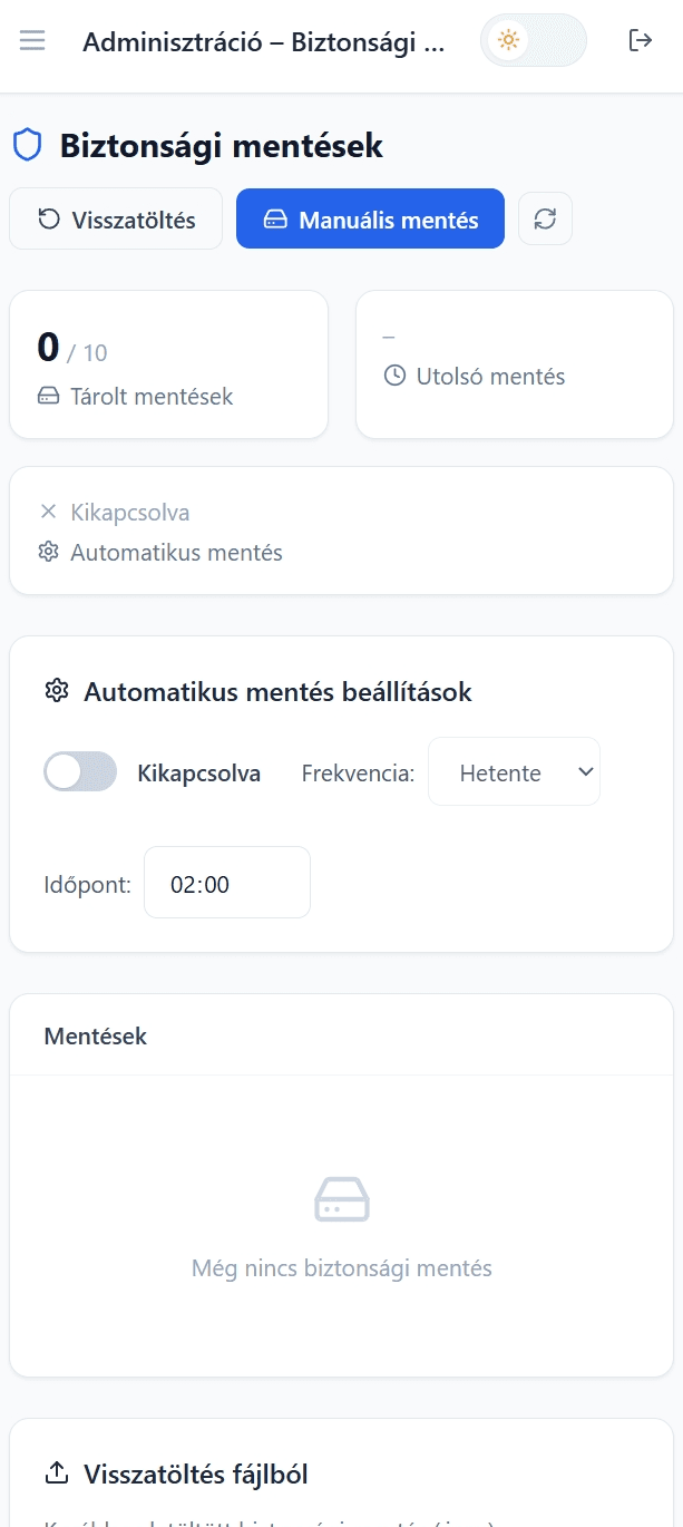 Lexio – Biztonsági mentés